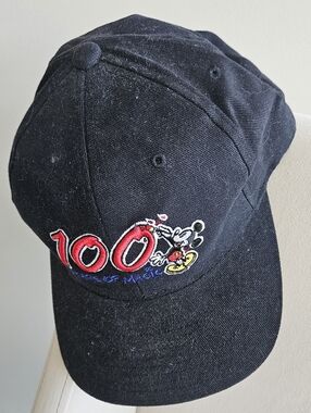 Vintage 100 Year Celebration Disney Black Cap With Adjustable Back .  No rips,